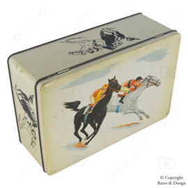 "Boîte étain nostalgique de la course de chevaux Van Melle : Un voyage à travers l'histoire vintage"
