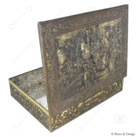 "Vintage Biscuit Tin with Embossed Rembrandt's 'The Night Watch': A Timeless Masterpiece!"