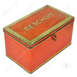 Vintage orange tin with golden piping for rusk