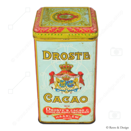Hoog vintage 1 K.G. netto cacaoblik van Droste's cacao & chocoladefabrieken N.V. met verpleegster