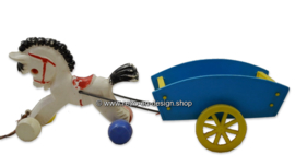 Vintage Kunststoff Pferd und Wagen 1950er - 60er Kinder Spielzeug