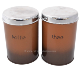 Set van twee vintage Brabantia voorraadbussen voor Koffie en Thee, bruin