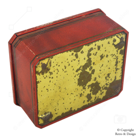 Rectangular Red Tin with Gold Details and Floral Decoration