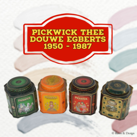 Series of four vintage tea tins for Pickwick Tea by Douwe Egberts