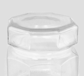 Tarro pequeño vintage de vidrio transparente con tapa de Arcoroc France, Octime-Clear