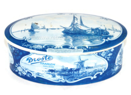 Oval vintage tin chocolate tin in Delft blue for DROSTE