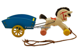 Plastic paard en wagen jaren  '50 - '60 kinderspeelgoed