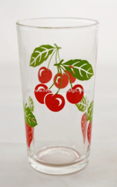 Vintage set of 8 fruit glasses with cherry and strawberry