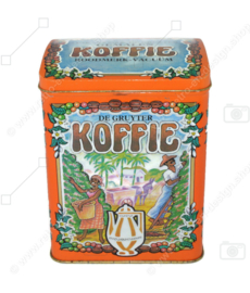 Vintage blik voor gemalen koffie van De Gruyter, oranje