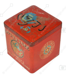 Vintage tin cube for Lotus tea - Van Nelle's Special China Melange