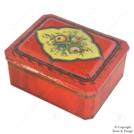 Rectangular Red Tin with Gold Details and Floral Decoration