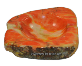 Vintage Sechziger Orange Alabaster Marmor Aschenbecher