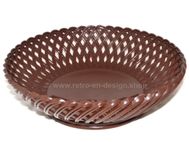 Vintage 60s / 70s braided plastic snack bowl made by Emsa™ in brown and red