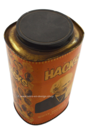 Large rare vintage HACKS tin in the color orange