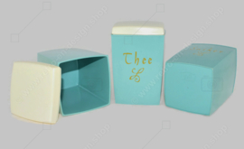 S&O hardplastic / kunststof vooraadbussen voor koffie, suiker en thee in blauw/wit