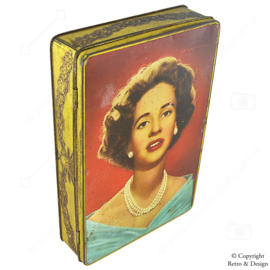 Vintage Tin Box Featuring Queen Fabiola of Belgium - Superchocolat JACQUES - 1960s