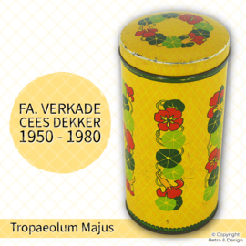 Boîte à Biscuits Verkade Vintage (1960–1980) avec Motif Capucine – Objet de Collection