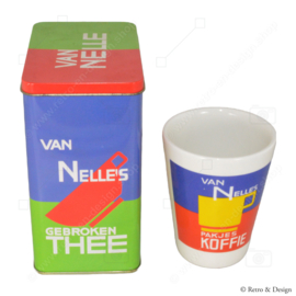 Trae la nostalgia a la vida: Lata retro de café y té Van Nelle con taza de cerámica