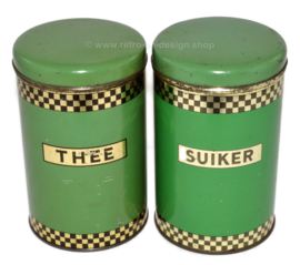 Brocante set de latas de AJP - Niemeyer para azúcar y Té en reseda verde