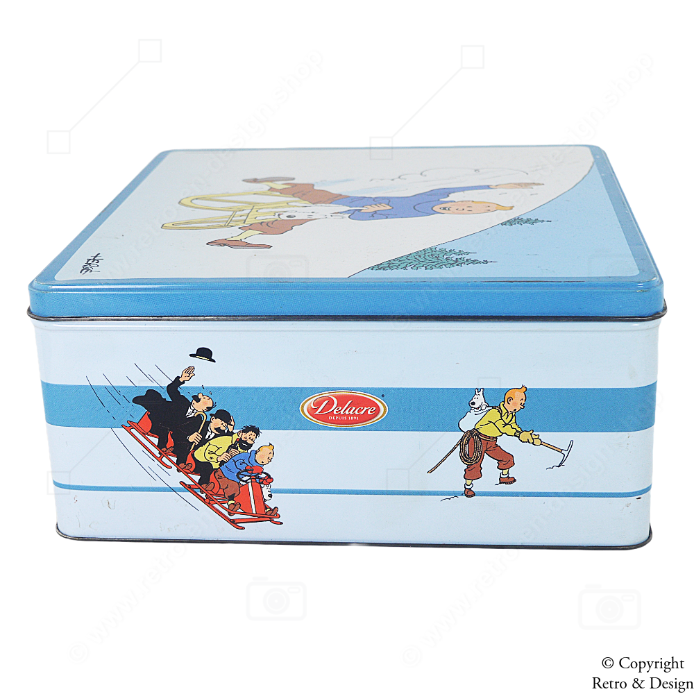 Lata Vintage de Galletas Delacre “Tintín y Milú en el Trineo” – Edición Limitada de Colección (2003)