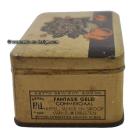 Vintage lata estaño F.H.L. Fantasie gelei Commerciaal. Schuybroek Hoboken Anvers