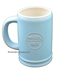 Vintage ceramic beer mug from the 1960s, Amstel Bier, baby blue