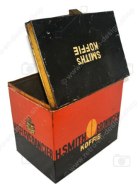 Grande boîte de comptoir de magasin vintage, H. Smith Koffie Groningen Hofleverancier