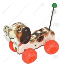 Vintage Fisher-Price houten speelgoedhondje met de naam Little Snoopy