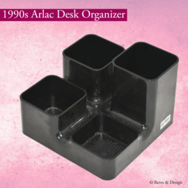 Portalápices retro, organizador de escritorio en plástico negro