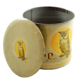 Vintage tin for 25 "Uiltje" (Owl) Luna cigars by La Bolsa, Kampen