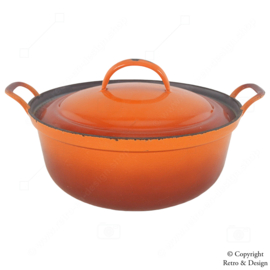 Casserole en fonte orange vintage emblématique – Design rétro des années 1960