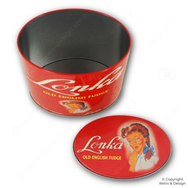 Boîte Rétro Lonka – Boîte Ovale Rouge pour Caramels avec Illustration Années 1950