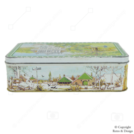 Vintage Verkade Koektrommel met Hollandse Landschappen en Huizen