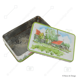 Vintage biscuit tin by Verkade with drawings (watercolor) of the Zaanse Schans