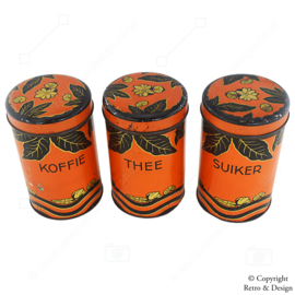 Boîtes de Rangement Vintage des Années 1930 – Élégance Intemporelle pour le Café, le Sucre et le Thé