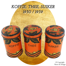 Boîtes de Rangement Vintage des Années 1930 – Élégance Intemporelle pour le Café, le Sucre et le Thé