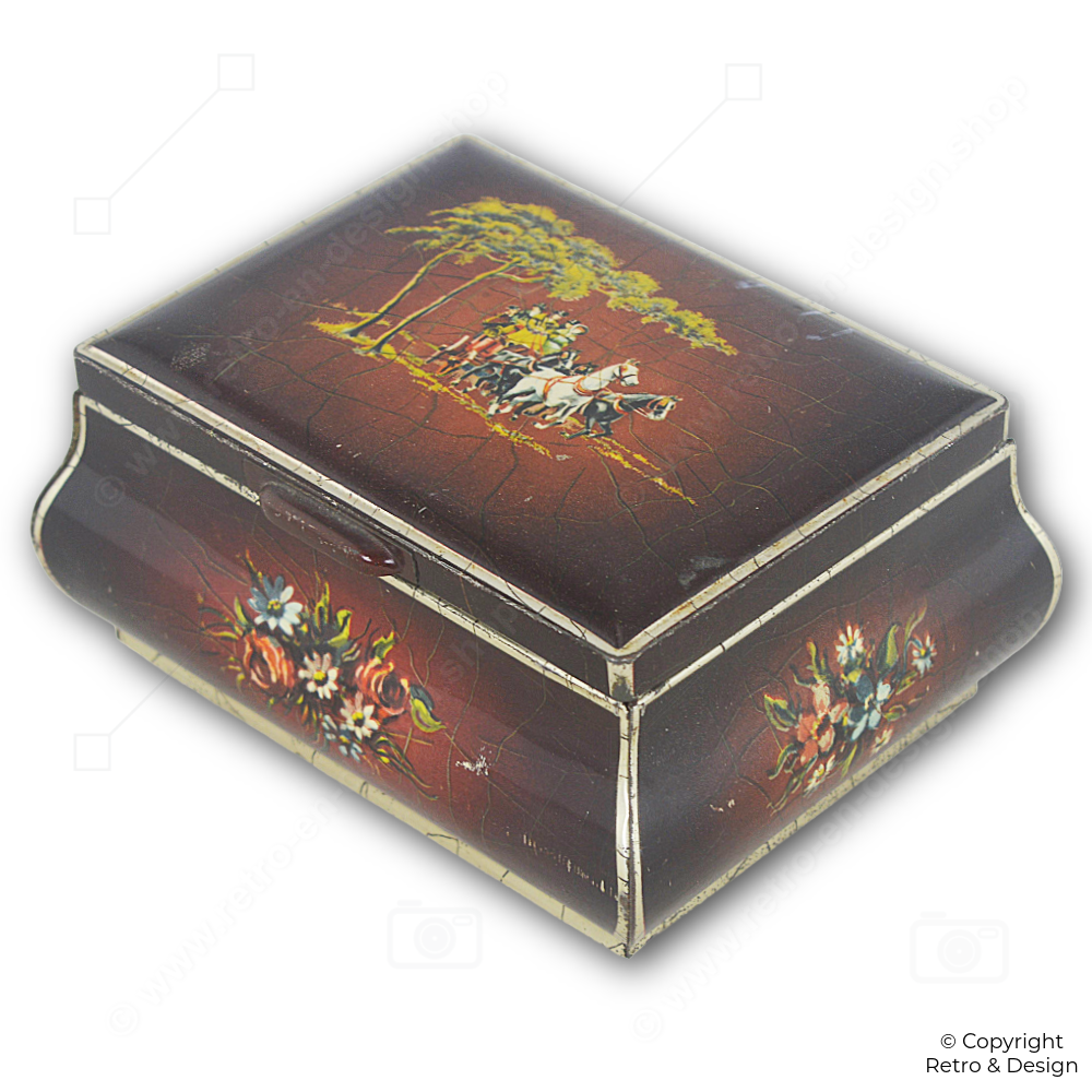 Caja Vintage Roja Douwe Egberts para Té Pickwick con Diseño de Carruaje