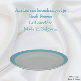 Vintage Boch La Louvière Sandwich Plate with Pastel Blue Rim Ø 19.3 cm