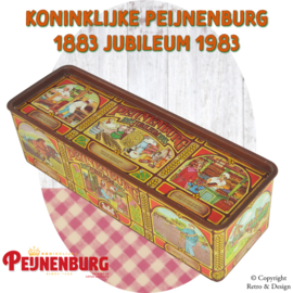 "Erweitern Sie Ihre Sammlung mit diesem nostalgischen Meisterwerk: die Peijnenburg Jubiläumsdose 1883-1983!"