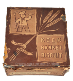 Oud brocant Bakkersblik of winkelblik uit 1920-1930. Koek, Banket, Beschuit. Prima kwaliteit