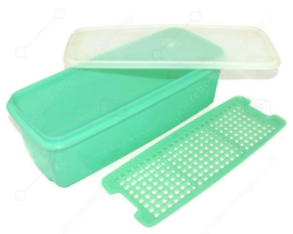 Vintage Tupperware celery container, vegetable box, bread box, storage box in jade colour - Easy Crisp