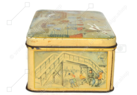 Vintage rechteckige Blechdose mit einer Dekoration der Zaanse Schans