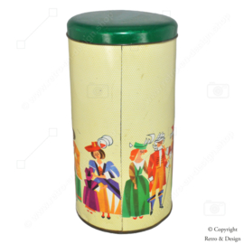 Discover the Past with this Colorful Vintage Biscuit Tin Featuring Traditional Attire!