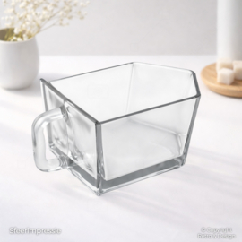 Vintage glazen gruttersbak / voorraadbak met handvat