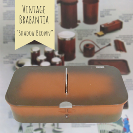 Vintage Brabantia schoenenpoetsdoos, poetsmiddelendoos in "Shadow bruin": twee tinten bruin