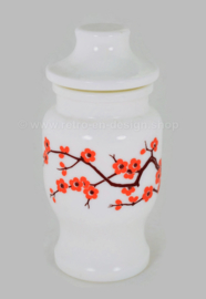 Weißes Vintage Opalglas mit Orangen kirschblüte, Ariel