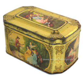 Caja de hojalata vintage con escenas románticas para el té De Gruyter