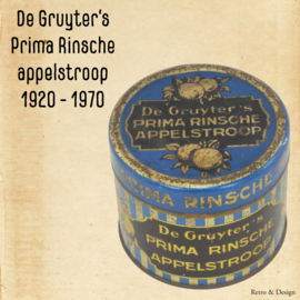 Lata vintage con rayas azules/doradas para sirope de manzana fabricado por De Gruyter