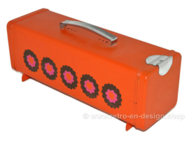 Lata vintage de pan de jengibre de Brabantia naranja modelo "Patrice" con decoración floral