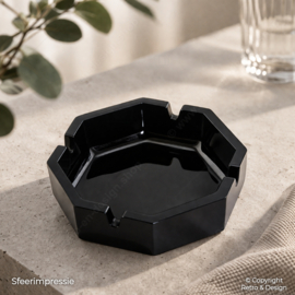 Arcoroc Octime Black Ashtray 11.5 cm – France – Vintage 1970s / 1980s